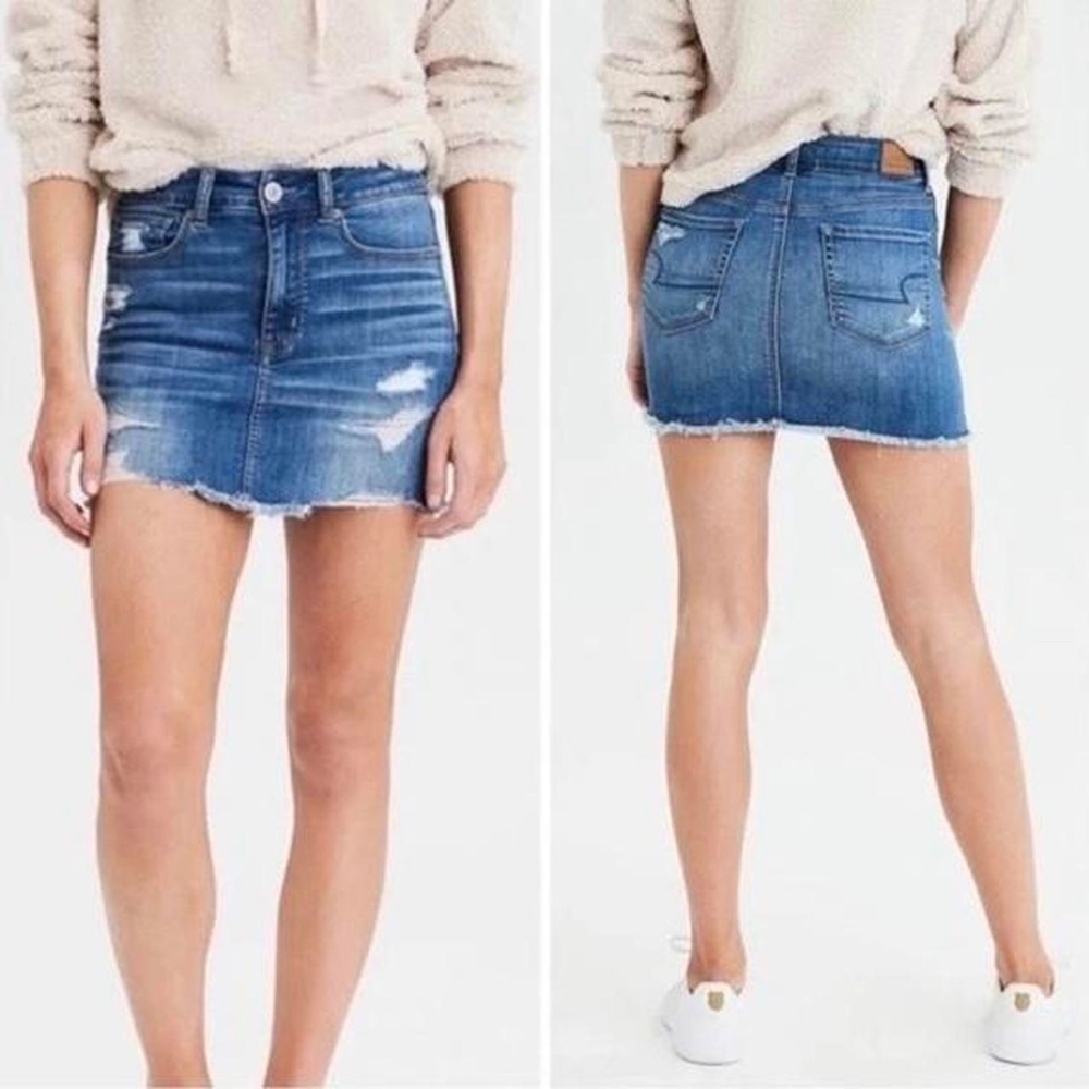 American Eagle Distressed Denim Skirt NWT Size 16